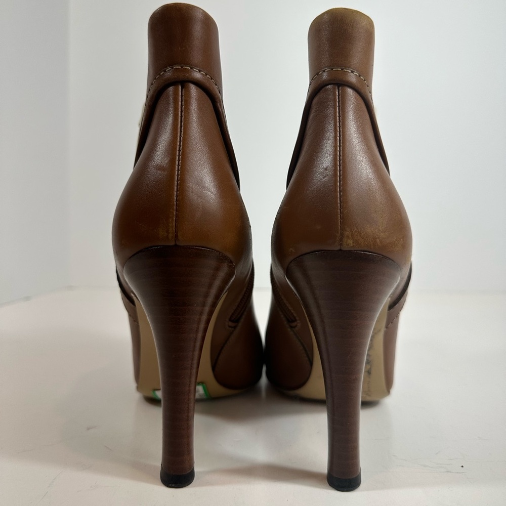 Gucci Brown Leather Interlocking GG Logo Ankle Heeled Boots Size 6 - Picture 4 of 9